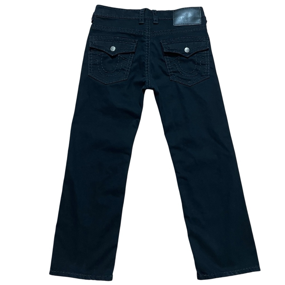 True Religion Men’s Jeans Super T Stitches Straight Black Flap Size 36x30